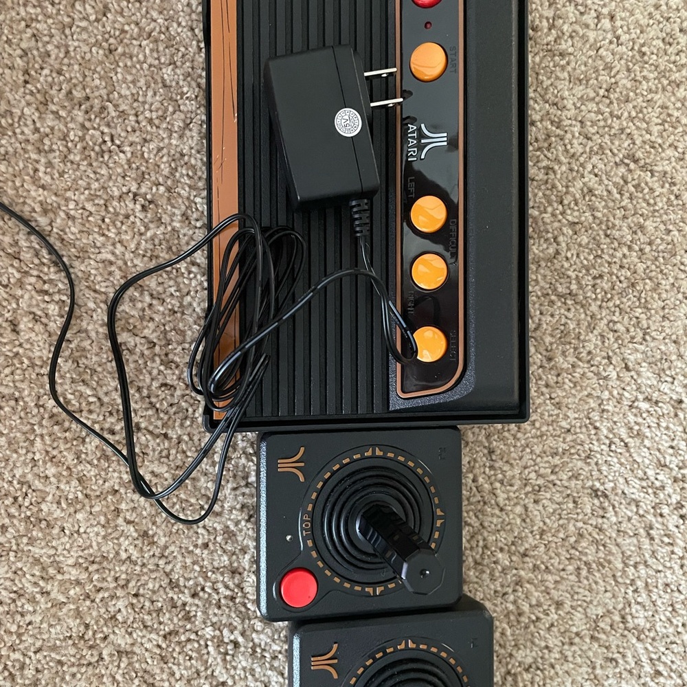 Atari Console with Joysticks and Adapter